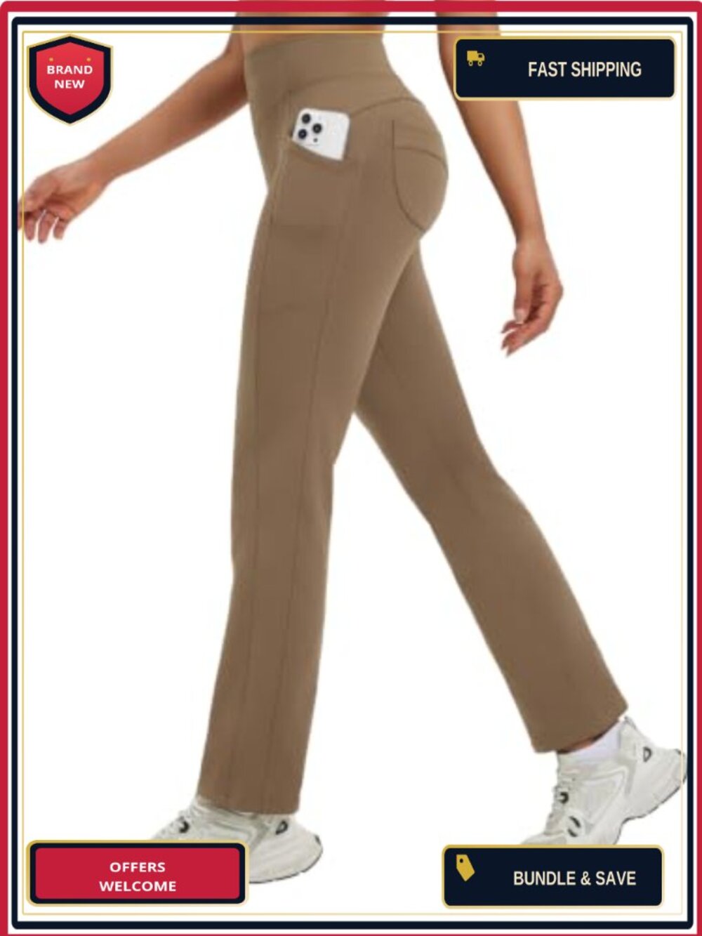 Fleece Lined High Waist Bootcut Yoga Pants with Pockets Water Resistant Butt